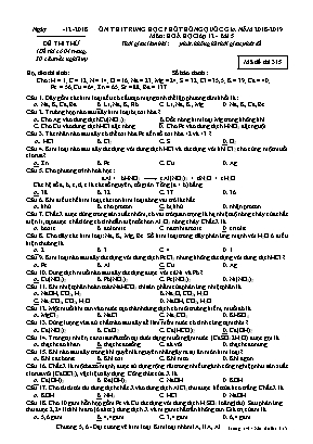 Đề ôn thi THPT Quốc gia môn Hóa học Lớp 12 - Bài 5 - Mã đề 315 - Năm học 2018-2019